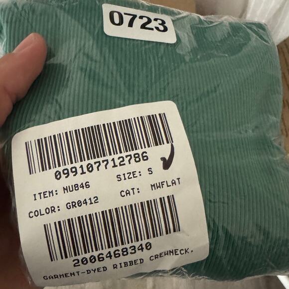 Madewell Garment-Dyed Ribbed Crewneck Pocket Tee WMNS S Verdant Green Slim fit - Picture 8 of 8